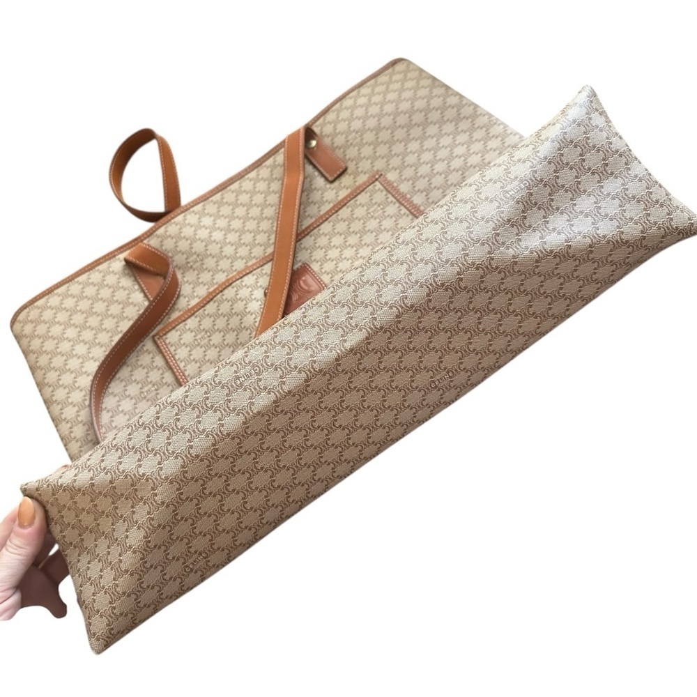 Celine Macadam Coated Canvas Tote Brown Triomphe Logo Large Shoulder Bag CLEAN - Picture 12 of 14